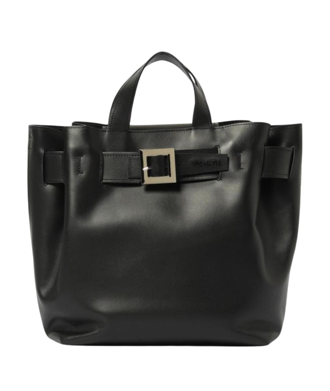 VIC MATIE Черная кожаная сумка тоут, фото 1