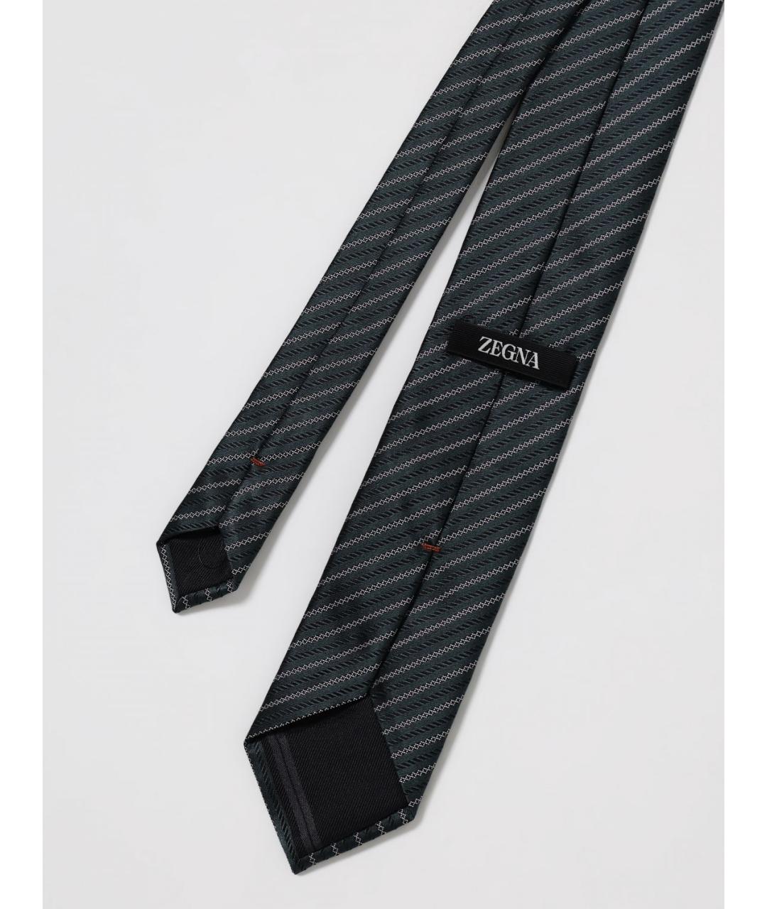 ZEGNA Зеленый шелковый галстук, фото 2