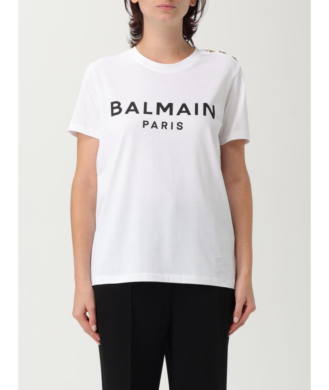 BALMAIN Белая хлопковая футболка, фото 6