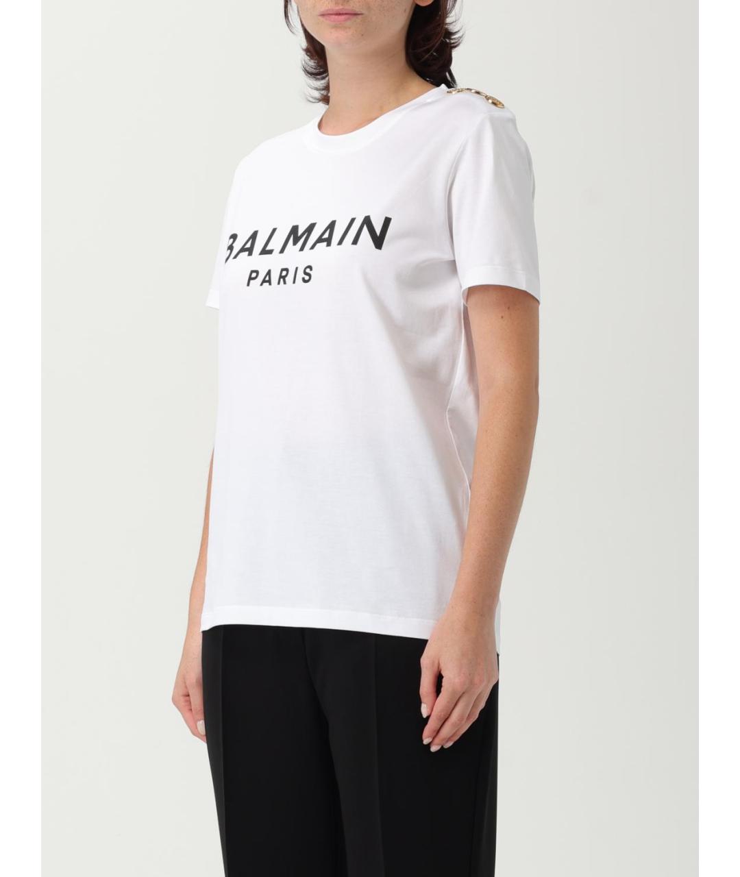 BALMAIN Белая хлопковая футболка, фото 4