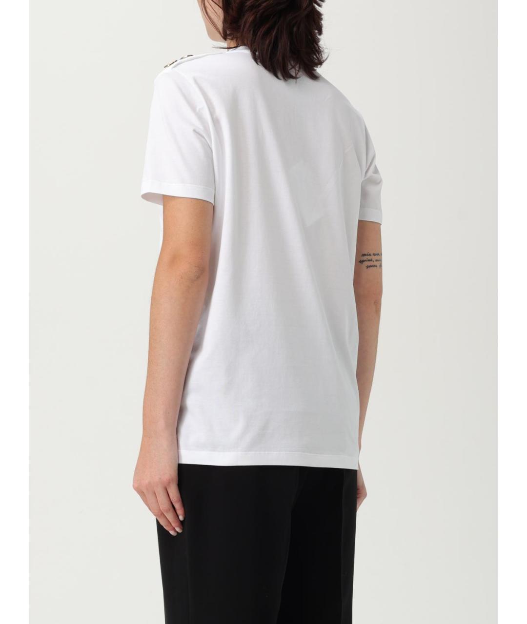 BALMAIN Белая хлопковая футболка, фото 3