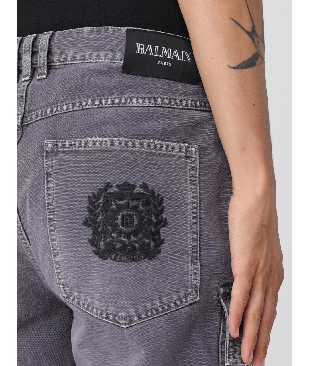 BALMAIN Серые хлопковые прямые джинсы, фото 5