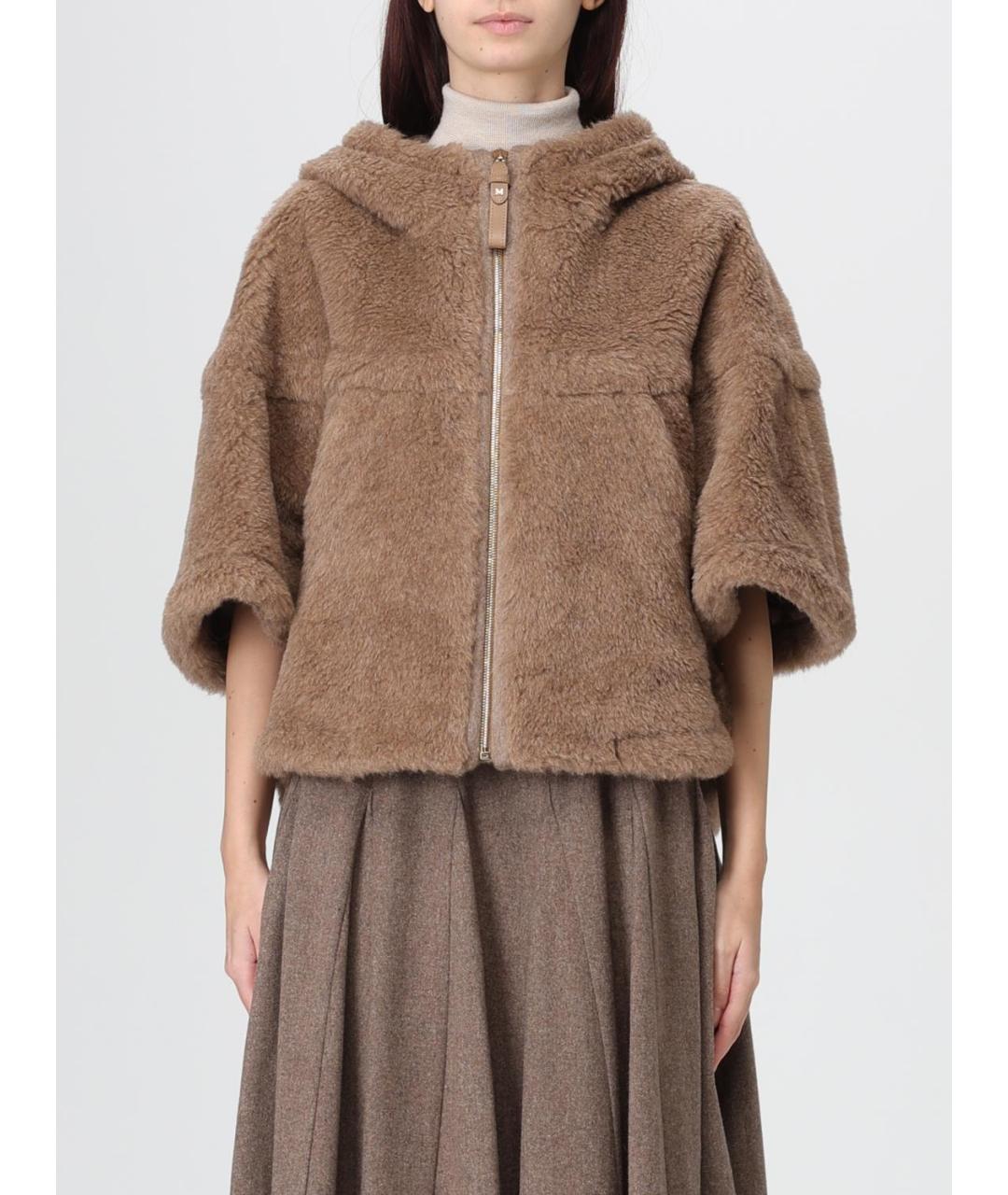 MAX MARA Коричневая шерстяная шуба, фото 2