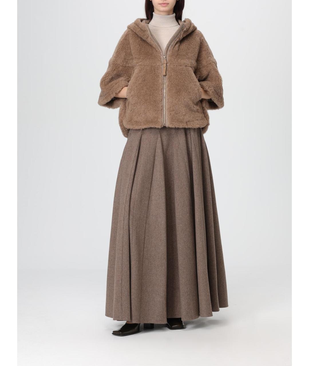 MAX MARA Коричневая шерстяная шуба, фото 3