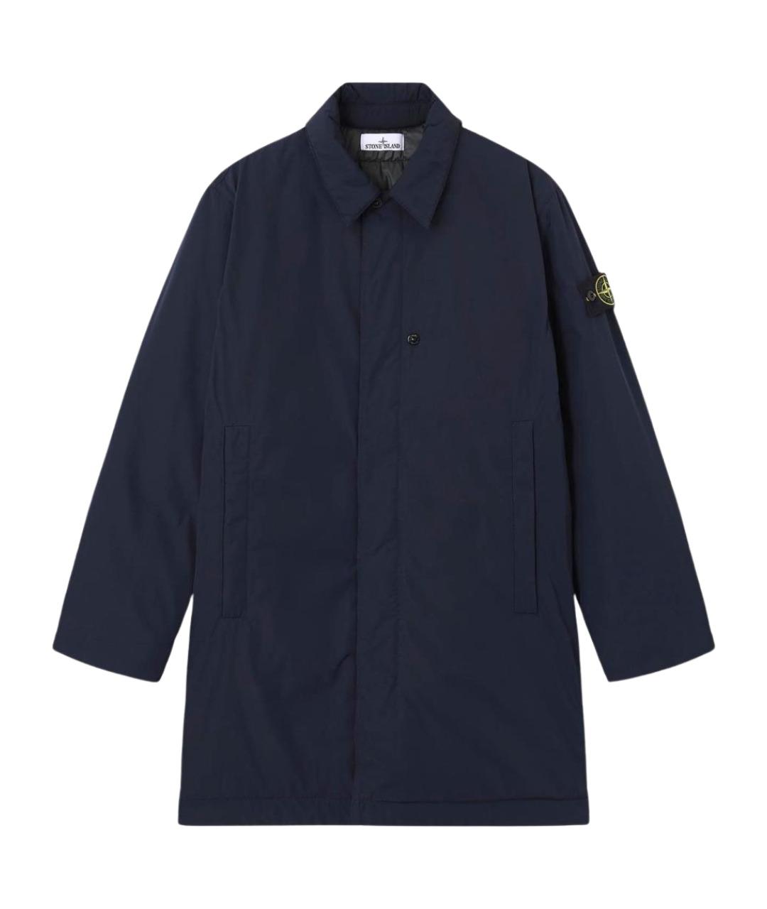 STONE ISLAND Темно-синий синтетический тренч / плащ, фото 1