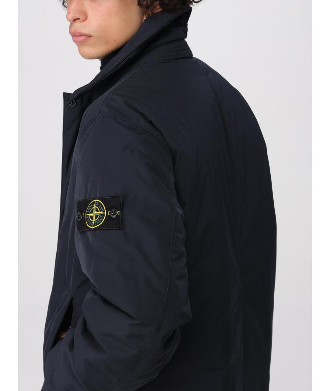 STONE ISLAND Темно-синий синтетический тренч / плащ, фото 6