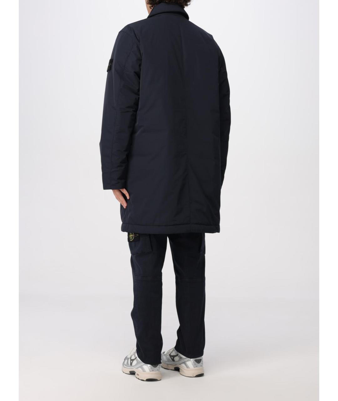 STONE ISLAND Темно-синий синтетический тренч / плащ, фото 4