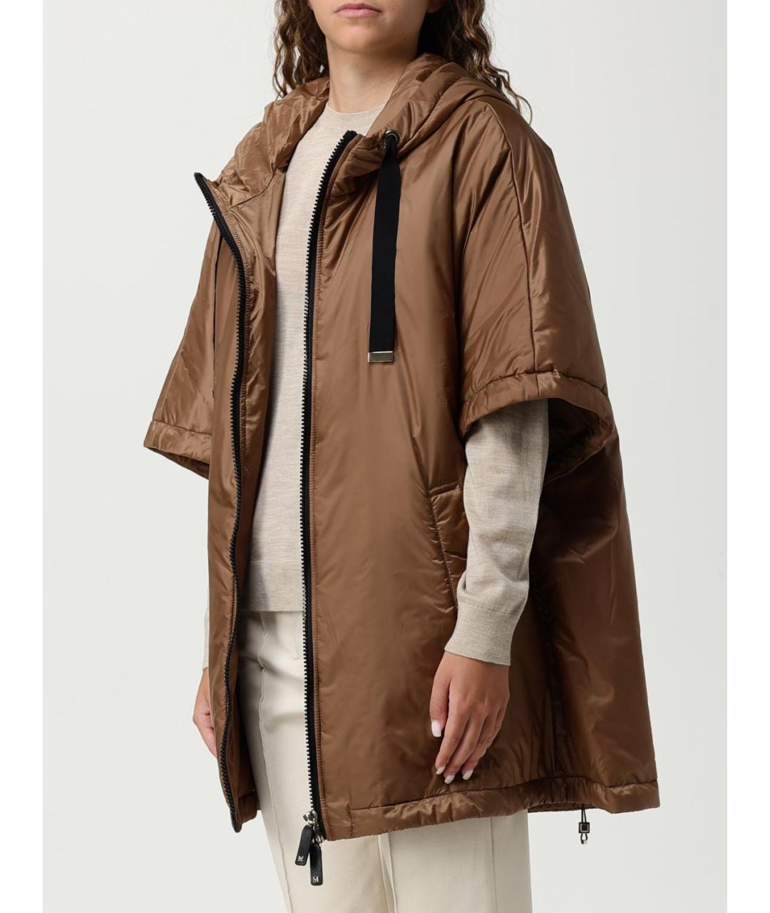 MAX MARA Коричневая полиэстеровая куртка, фото 4