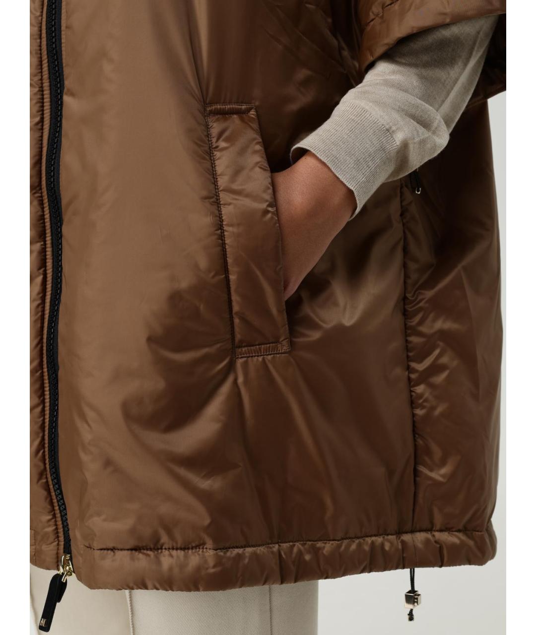 MAX MARA Коричневая полиэстеровая куртка, фото 5