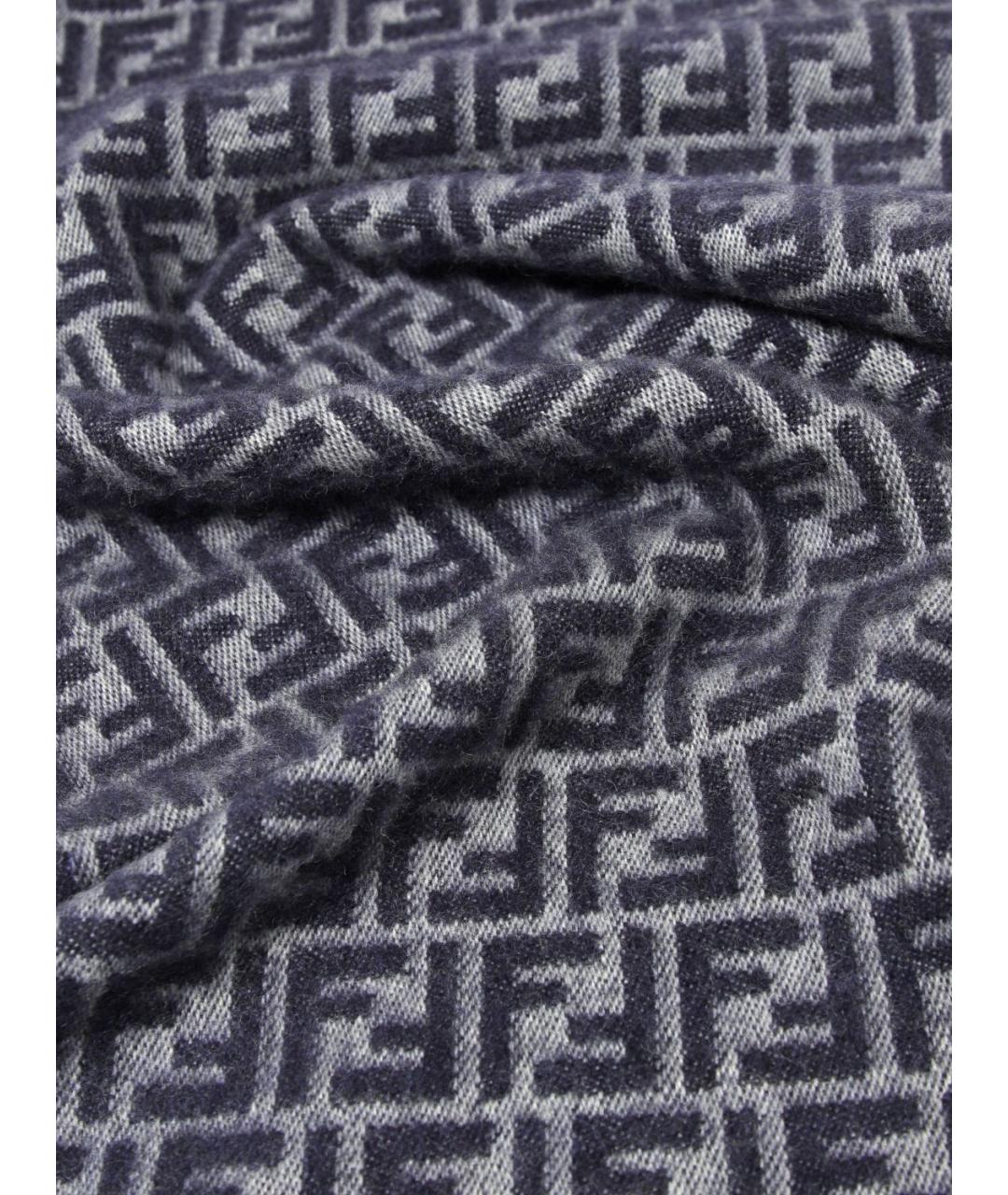 FENDI Серый шерстяной шарф, фото 3