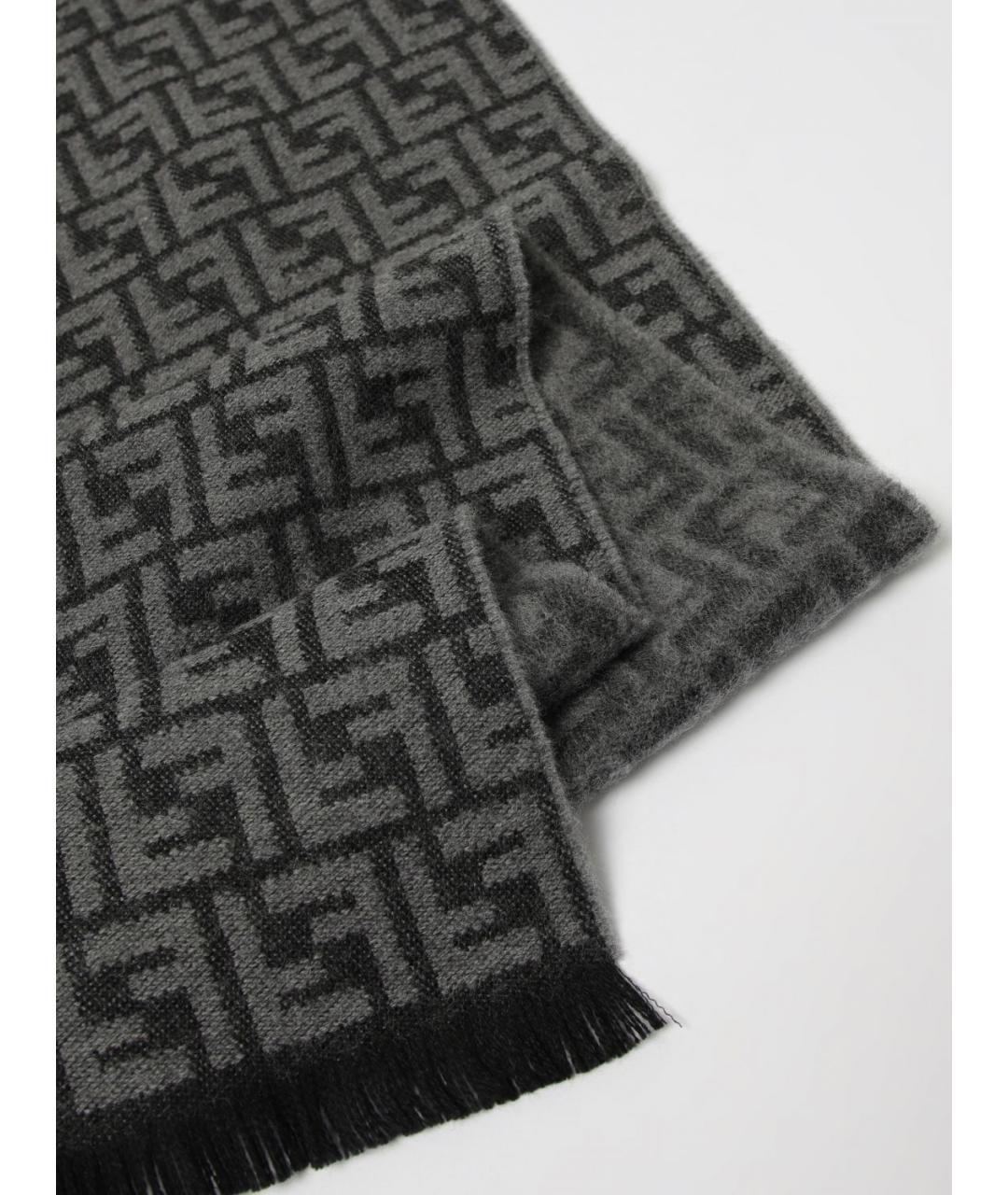 FENDI Серый шерстяной шарф, фото 3