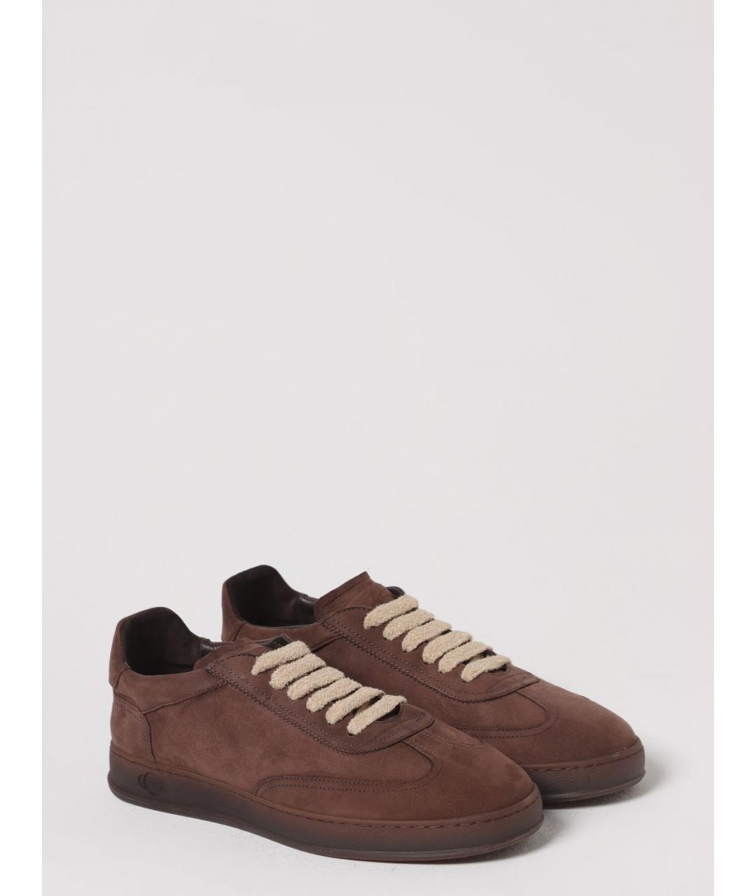 SOLDINI 80 Коричневые кожаные низкие кроссовки / кеды, фото 2