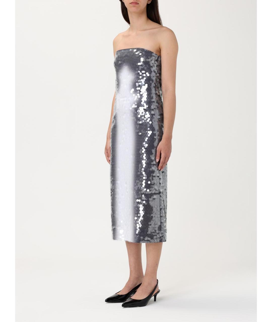 SPORTMAX Серебряное полиамидовое вечернее платье, фото 4