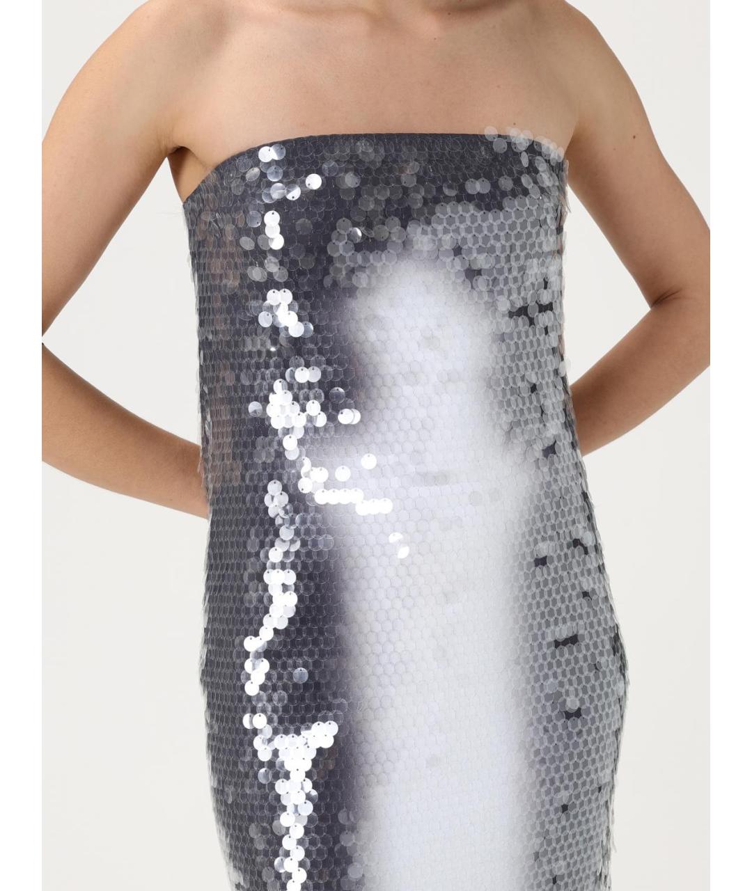 SPORTMAX Серебряное полиамидовое вечернее платье, фото 5