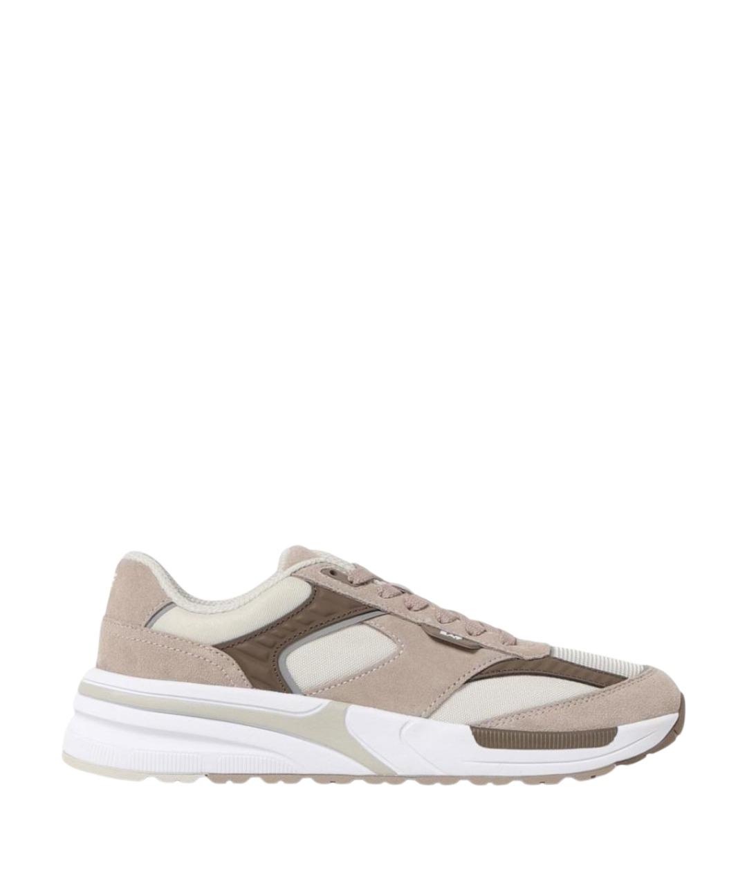 EA7 Бежевые синтетические низкие кроссовки / кеды, фото 1