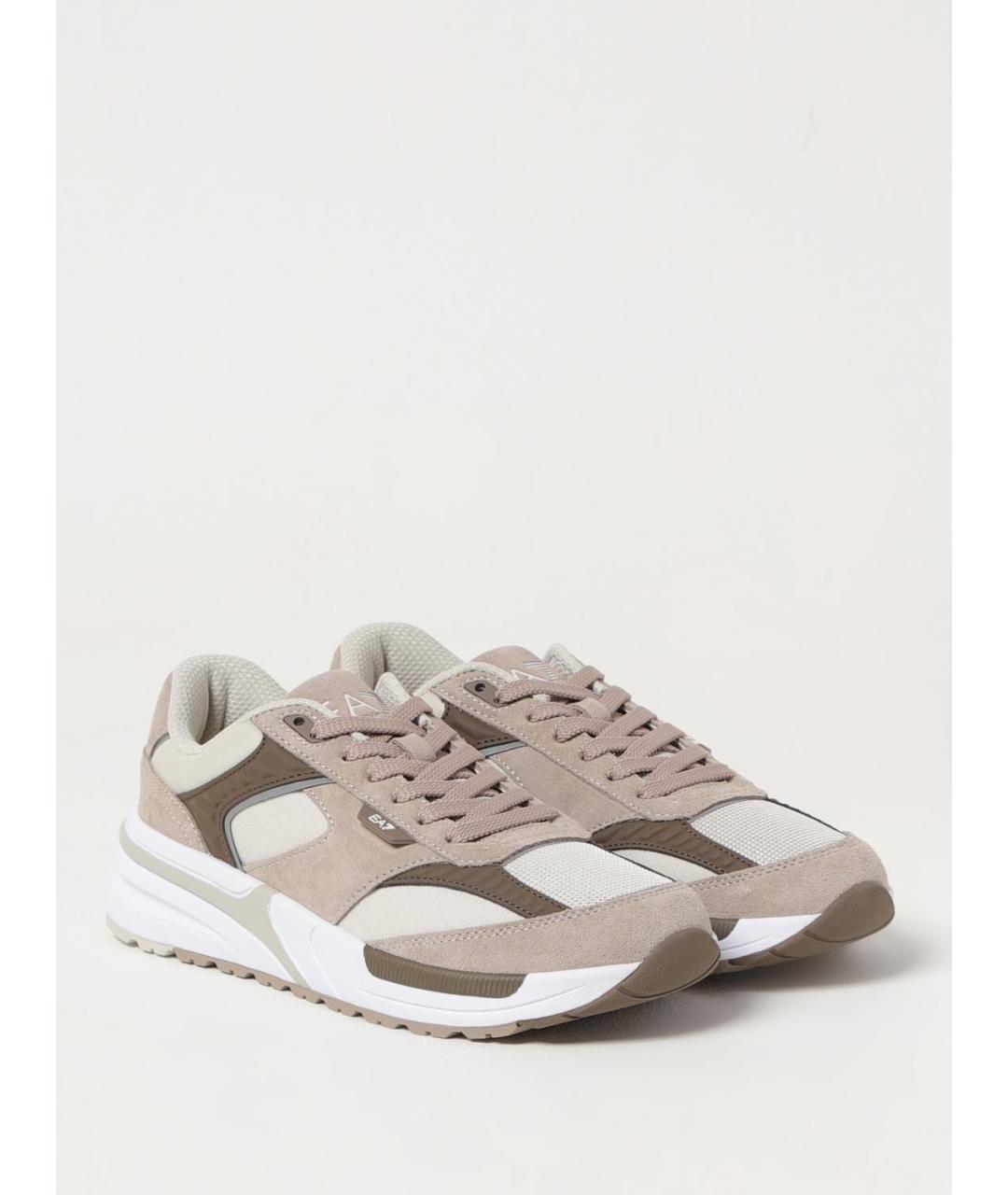 EA7 Бежевые синтетические низкие кроссовки / кеды, фото 2