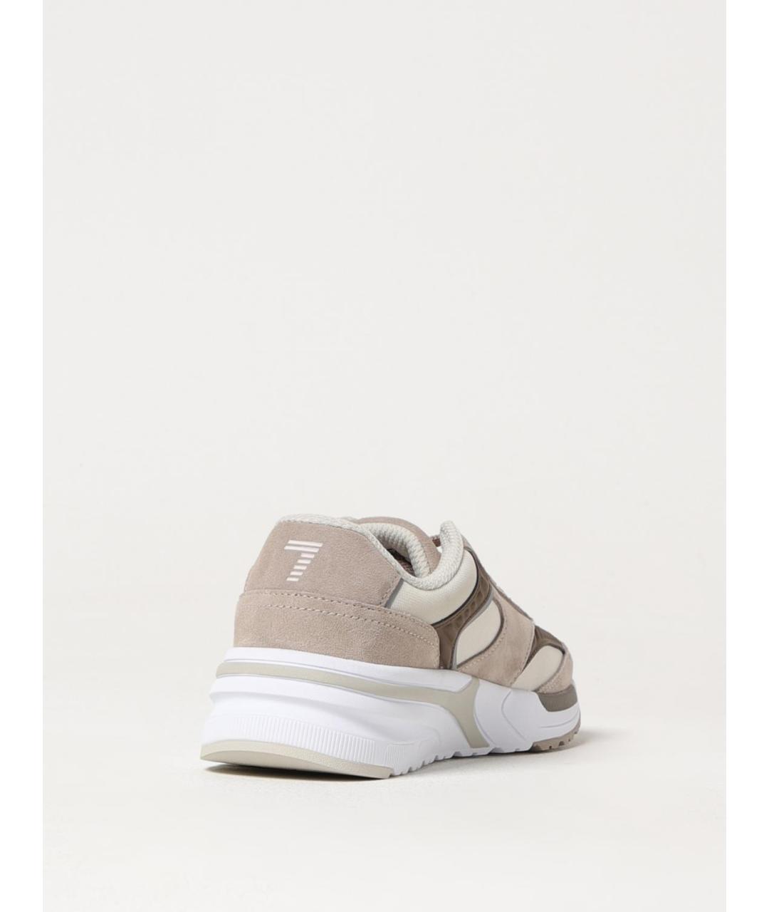 EA7 Бежевые синтетические низкие кроссовки / кеды, фото 3