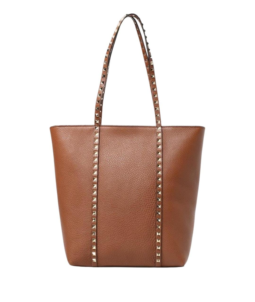 VALENTINO Коричневая кожаная сумка тоут, фото 1