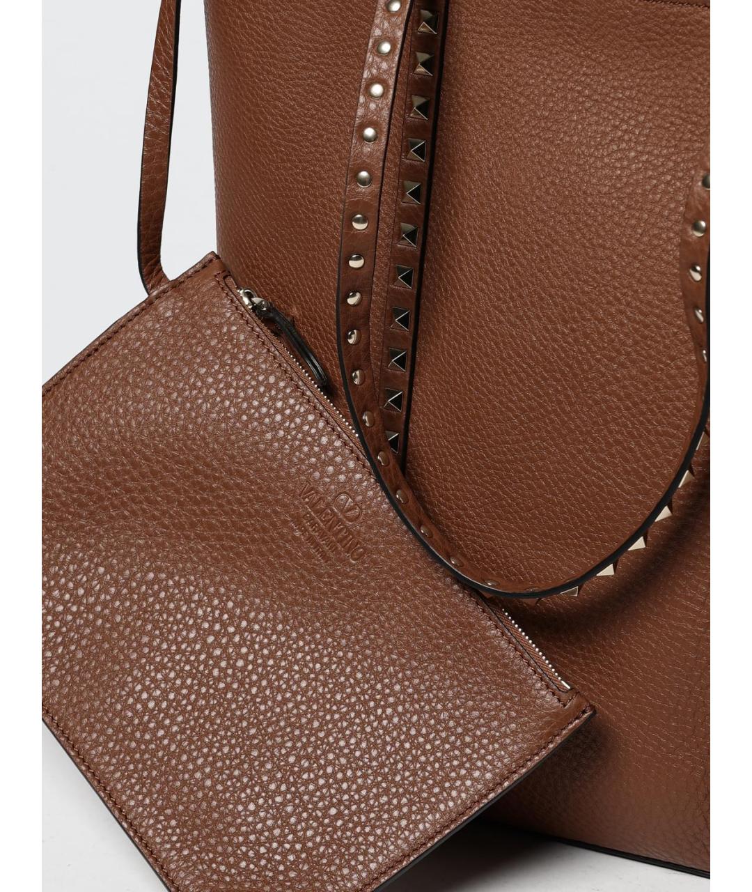 VALENTINO Коричневая кожаная сумка тоут, фото 4