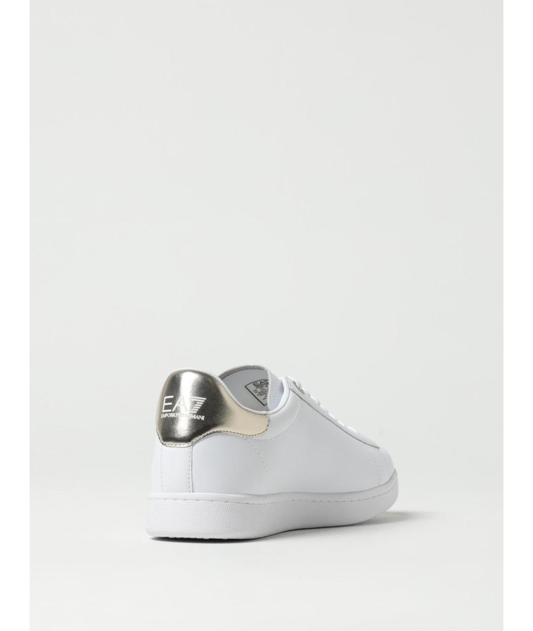 EA7 Белые кожаные низкие кроссовки / кеды, фото 3