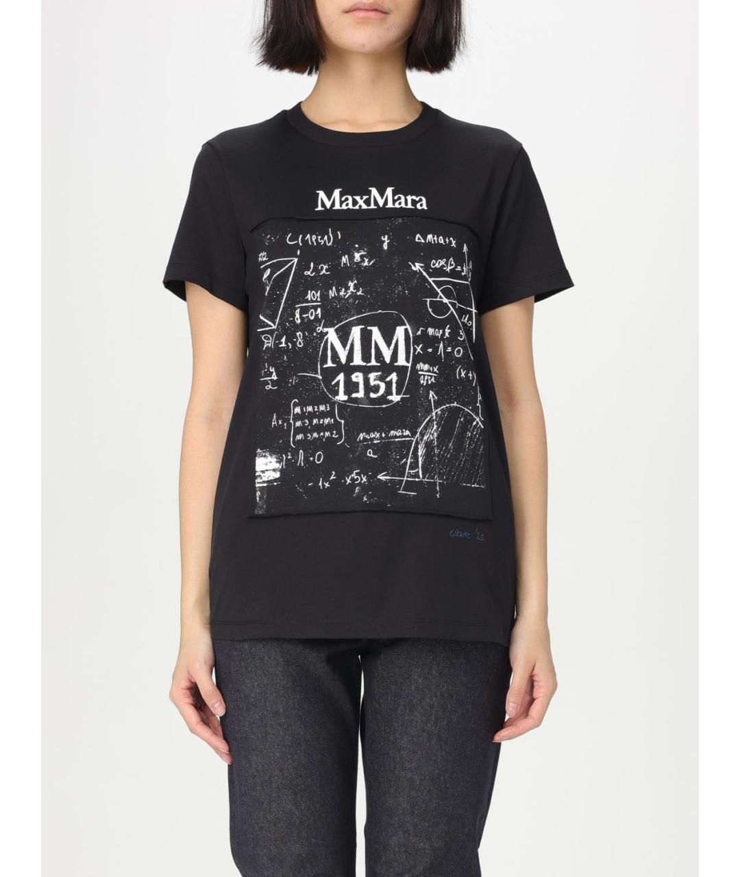 MAX MARA Черная хлопковая футболка, фото 2