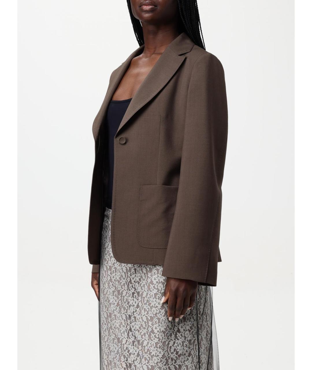 FENDI Коричневый шерстяной жакет/пиджак, фото 5