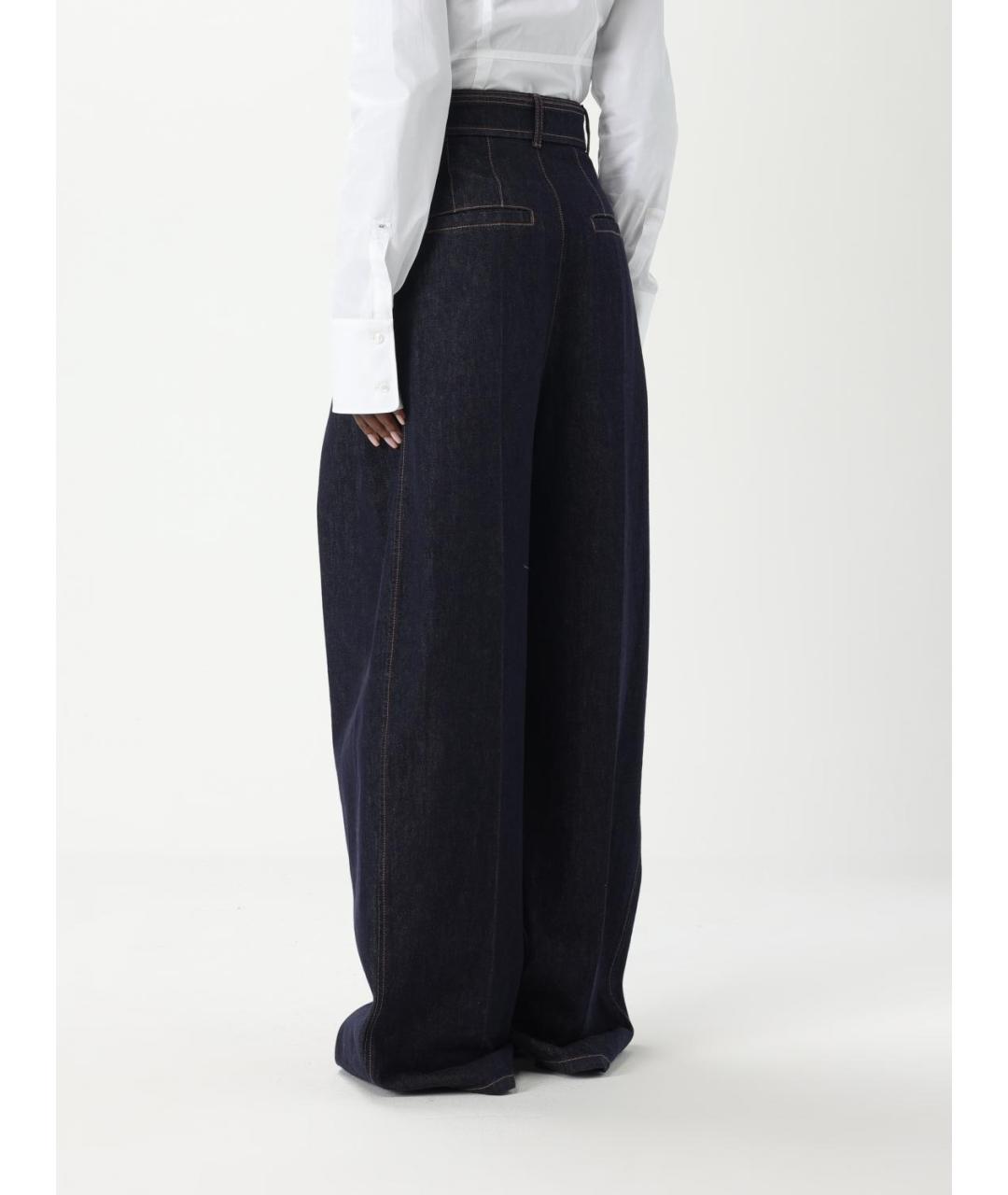 SPORTMAX Темно-синие хлопковые прямые джинсы, фото 3