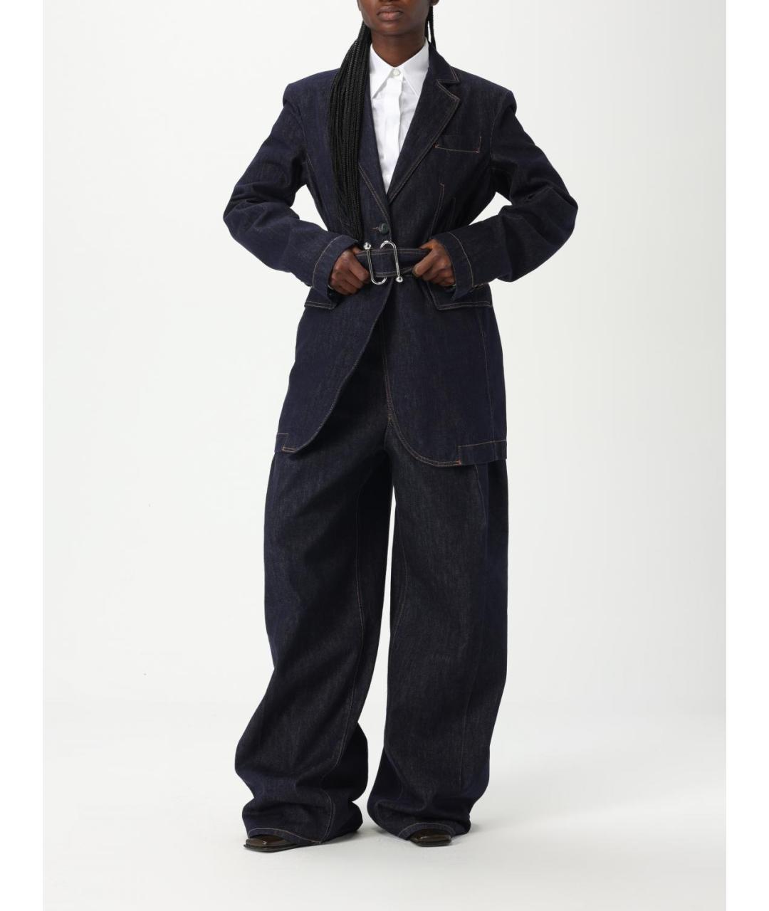 SPORTMAX Темно-синие хлопковые прямые джинсы, фото 2