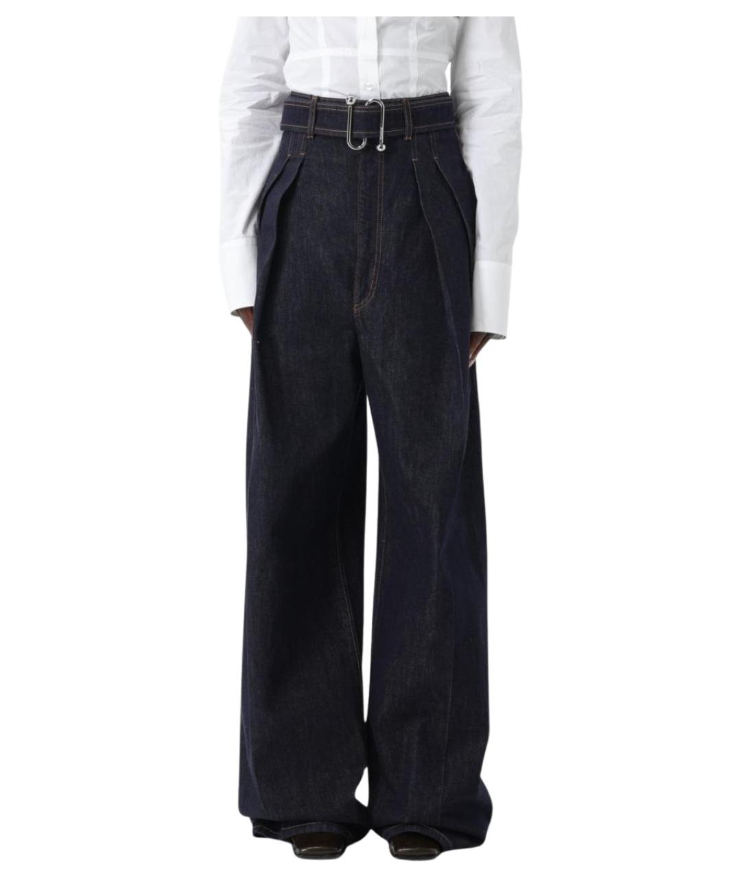 SPORTMAX Темно-синие хлопковые прямые джинсы, фото 1