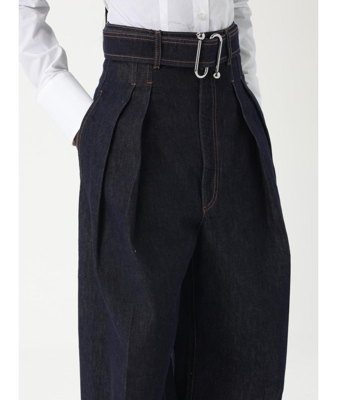 SPORTMAX Темно-синие хлопковые прямые джинсы, фото 5