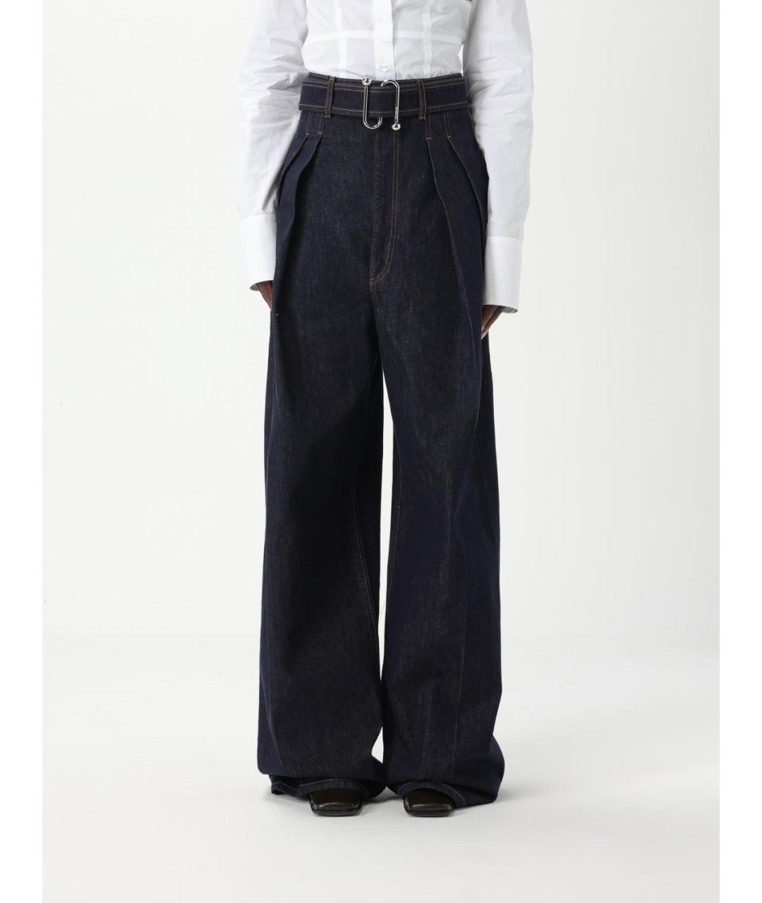 SPORTMAX Темно-синие хлопковые прямые джинсы, фото 6