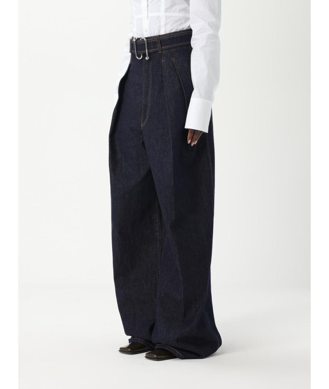 SPORTMAX Темно-синие хлопковые прямые джинсы, фото 4