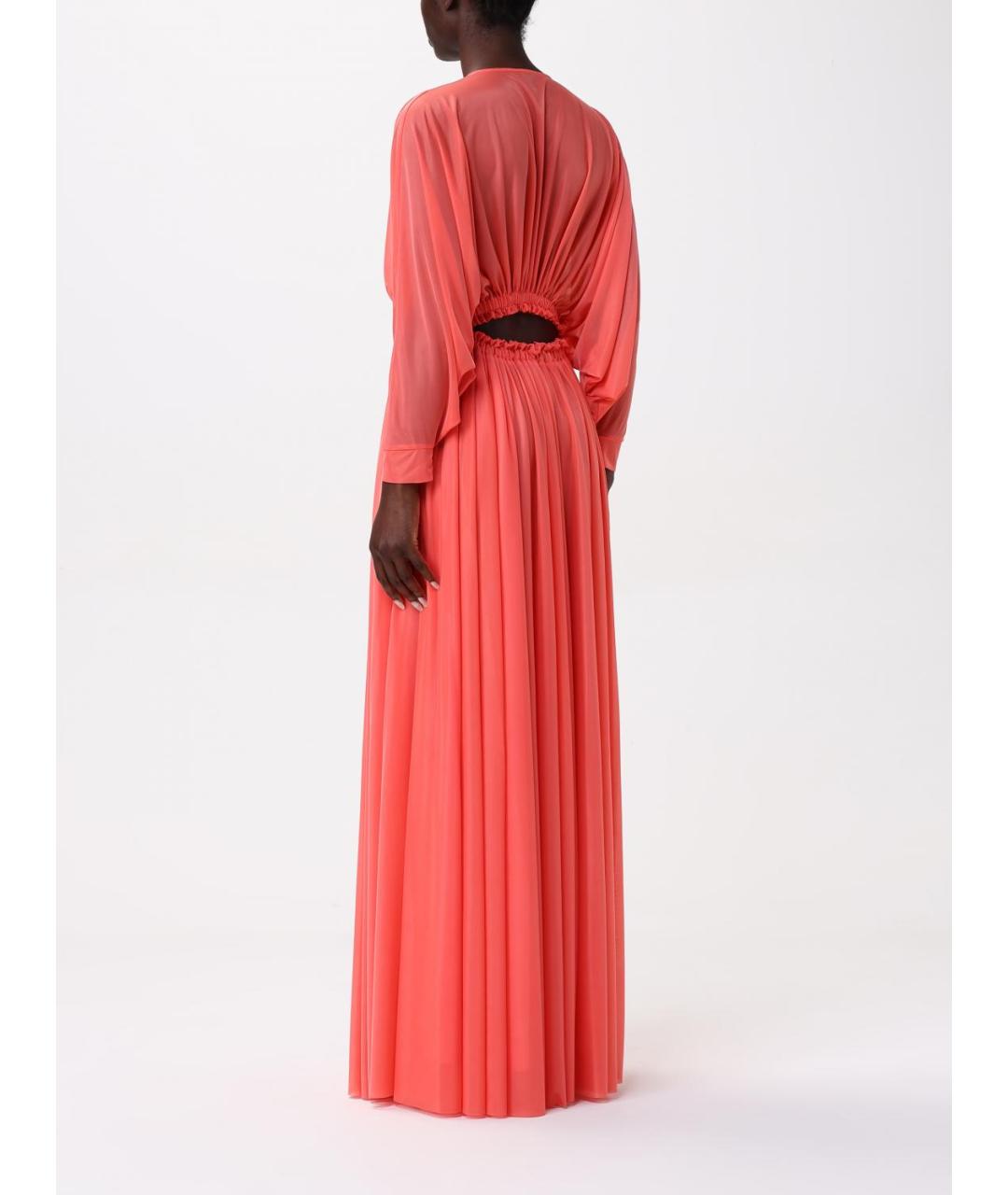PINKO Коралловое полиэстеровое вечернее платье, фото 2