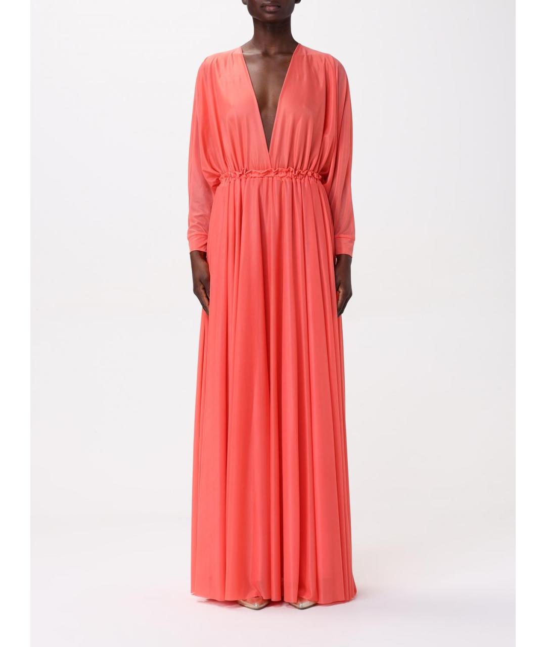 PINKO Коралловое полиэстеровое вечернее платье, фото 4