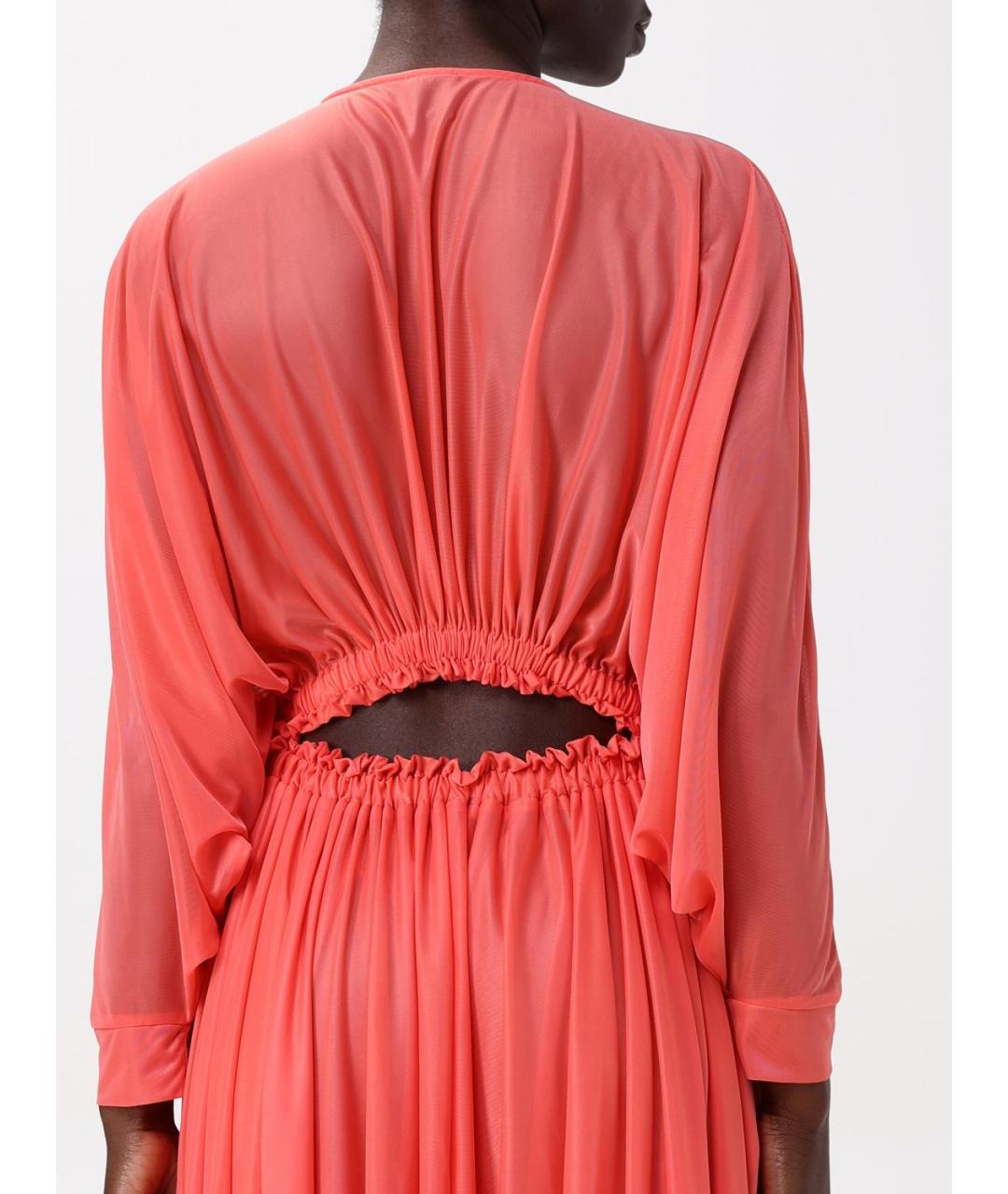 PINKO Коралловое полиэстеровое вечернее платье, фото 3