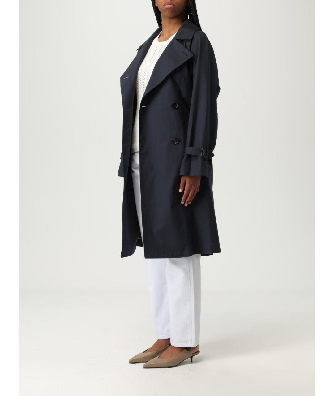 MAX MARA Синий хлопковый тренч/плащ, фото 4