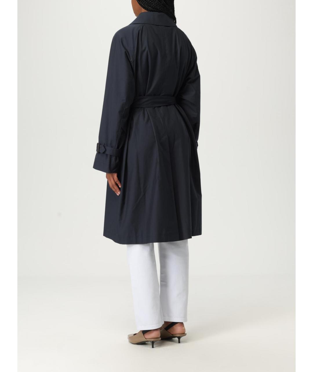 MAX MARA Синий хлопковый тренч/плащ, фото 3
