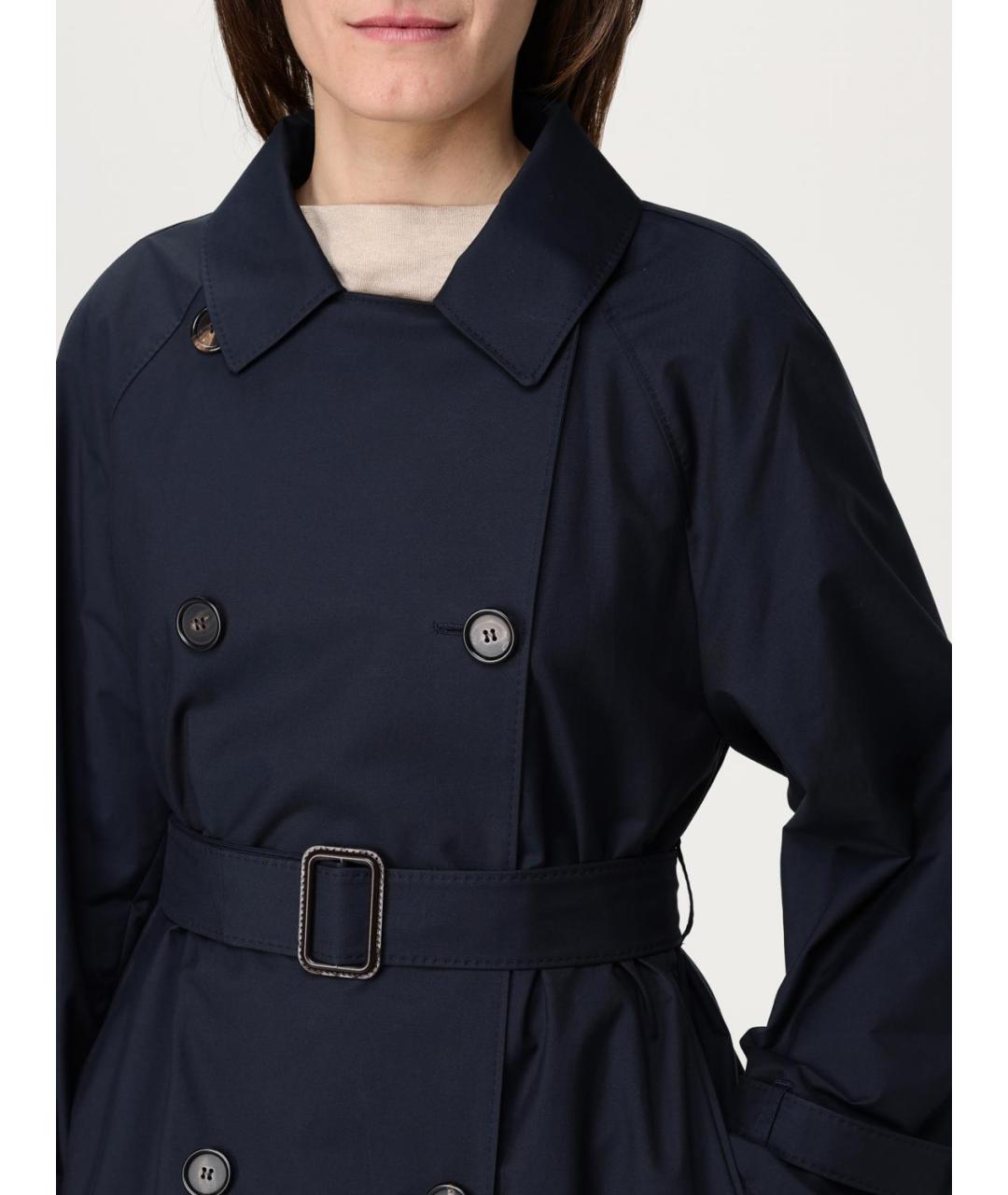 MAX MARA Синий хлопковый тренч/плащ, фото 6