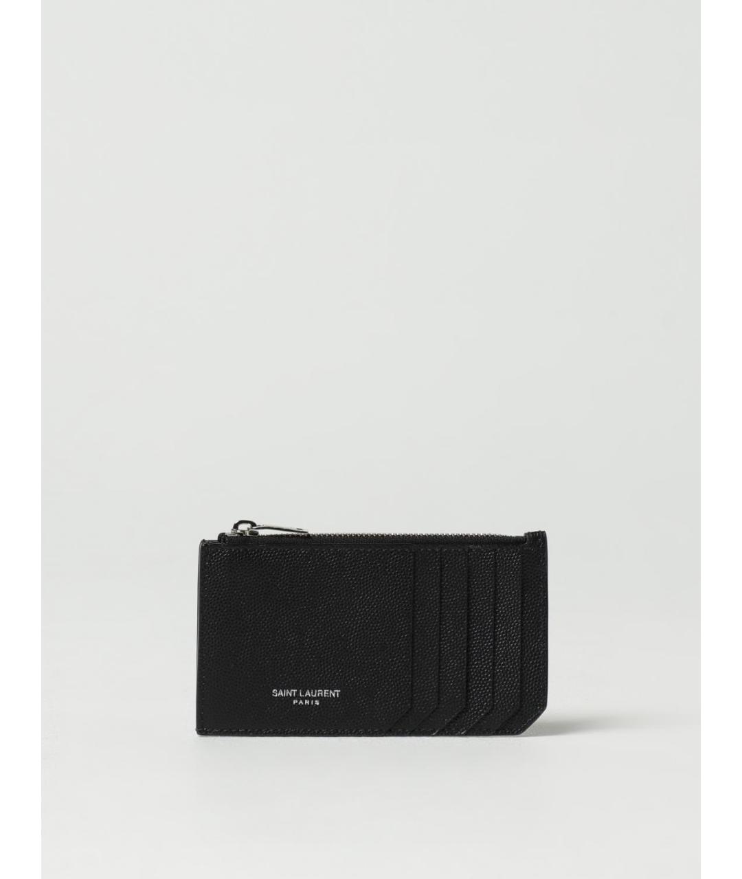 SAINT LAURENT Черный кожаный кардхолдер, фото 4