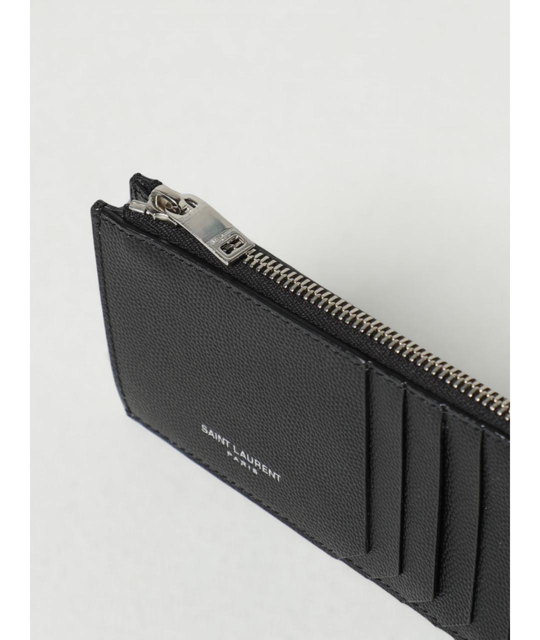 SAINT LAURENT Черный кожаный кардхолдер, фото 3