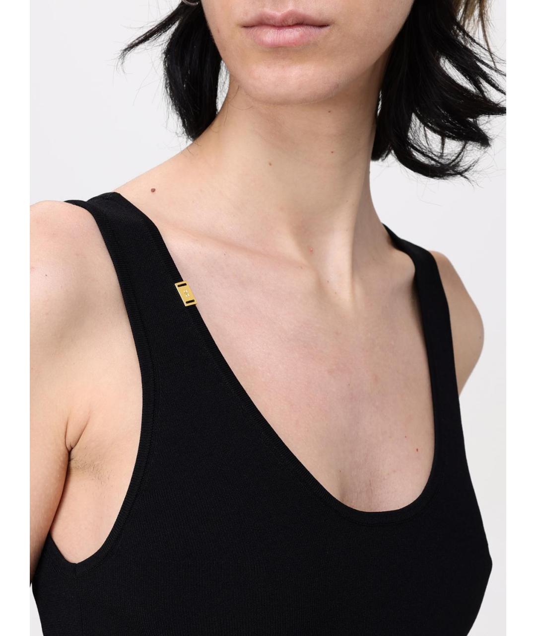 ELISABETTA FRANCHI Черное вискозное коктейльное платье, фото 5