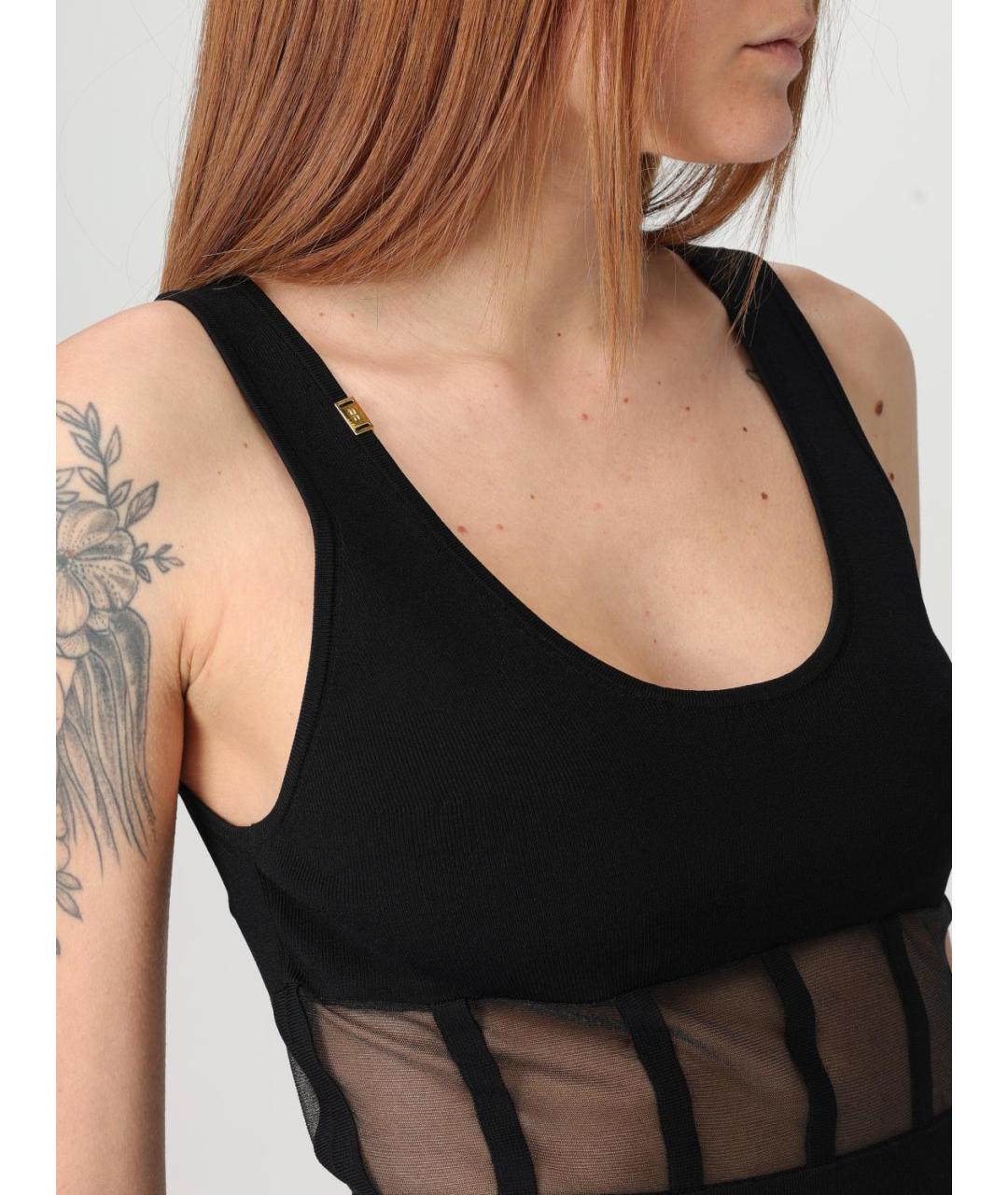 ELISABETTA FRANCHI Черное вискозное коктейльное платье, фото 4