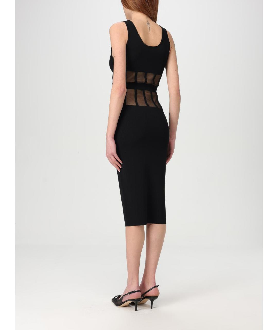 ELISABETTA FRANCHI Черное вискозное коктейльное платье, фото 3