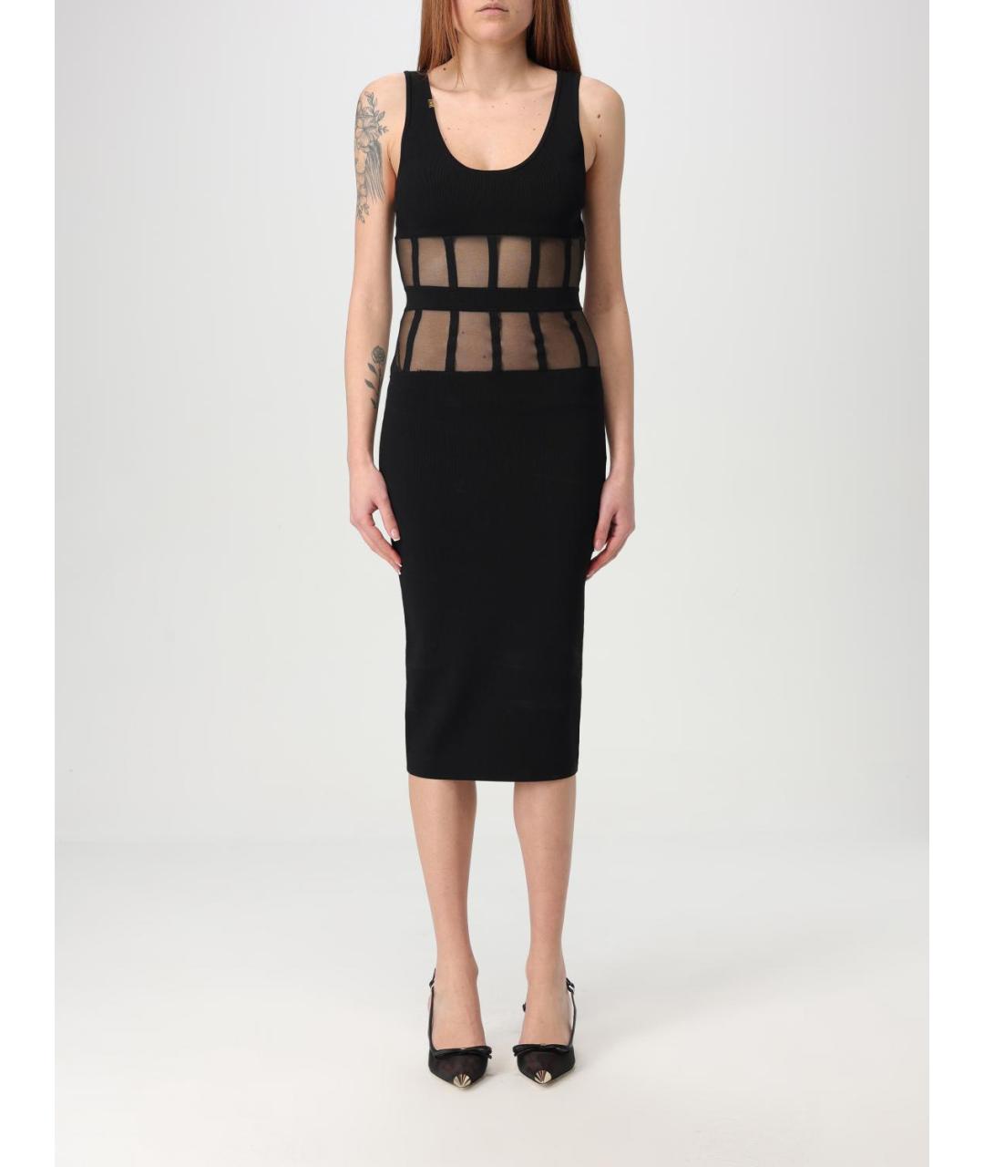 ELISABETTA FRANCHI Черное вискозное коктейльное платье, фото 2