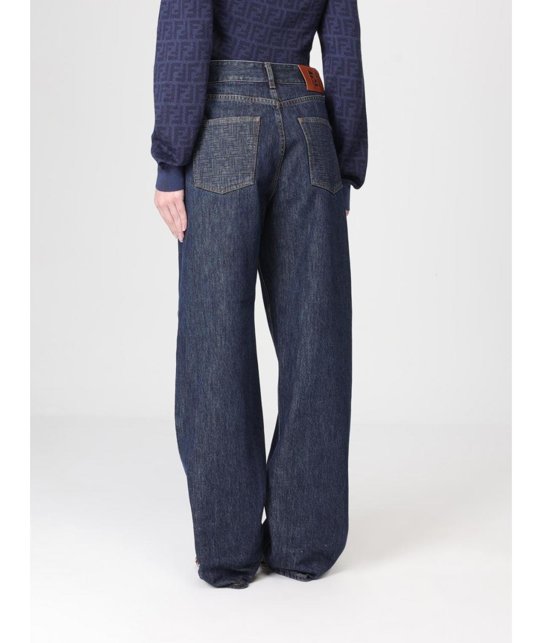 FENDI Синие хлопковые прямые джинсы, фото 3