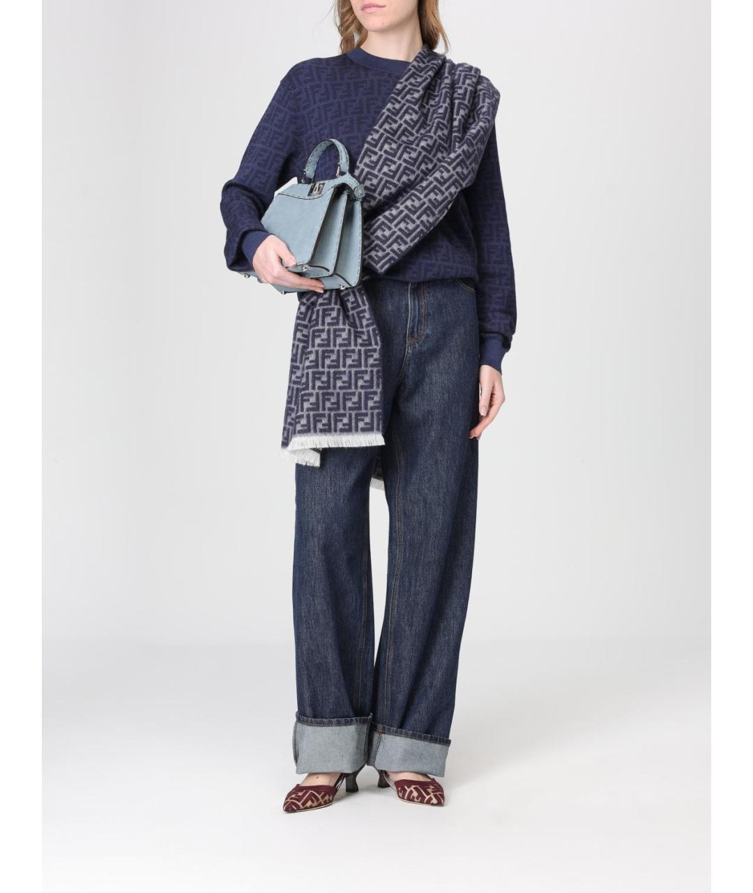 FENDI Синие хлопковые прямые джинсы, фото 2