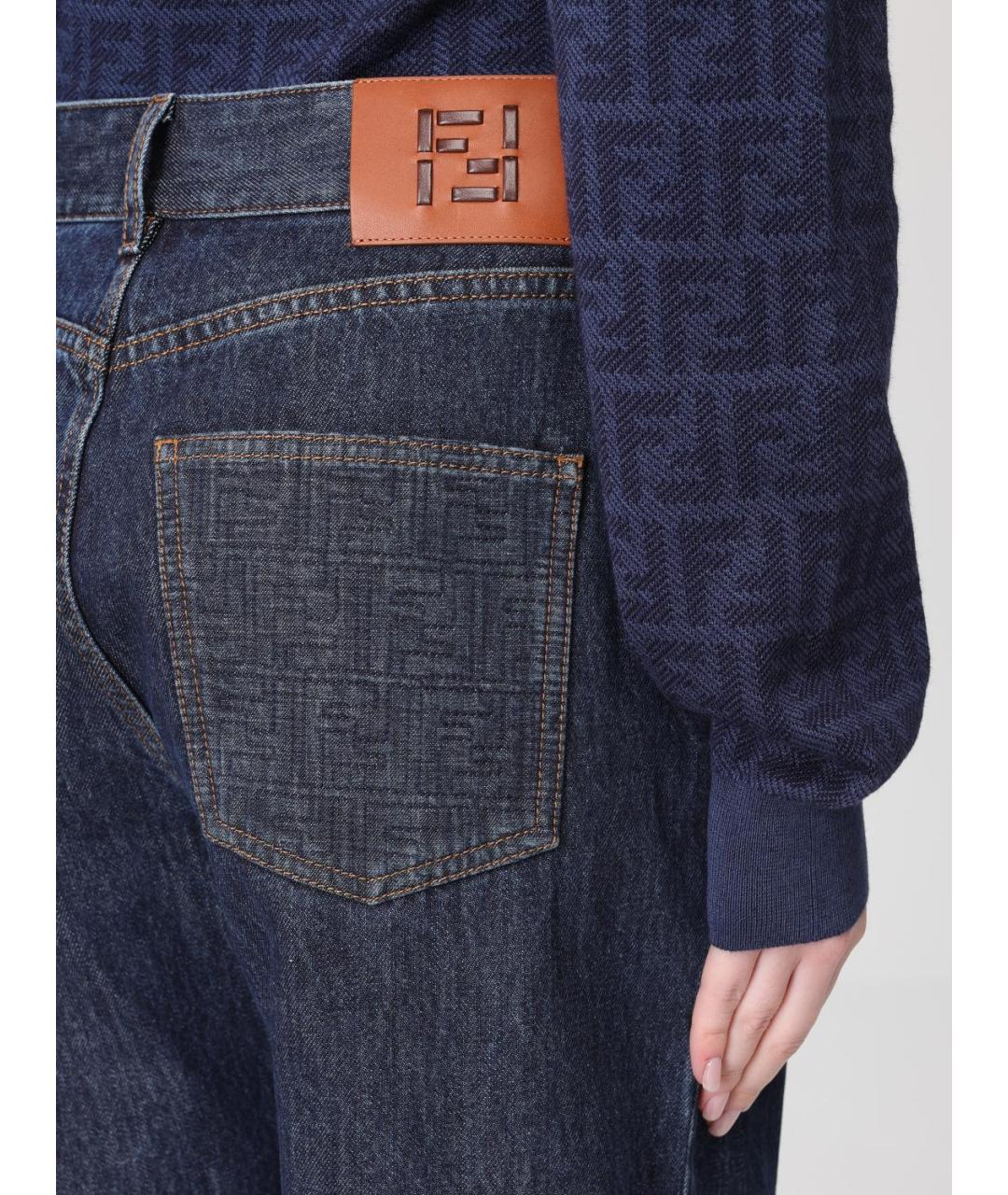 FENDI Синие хлопковые прямые джинсы, фото 5
