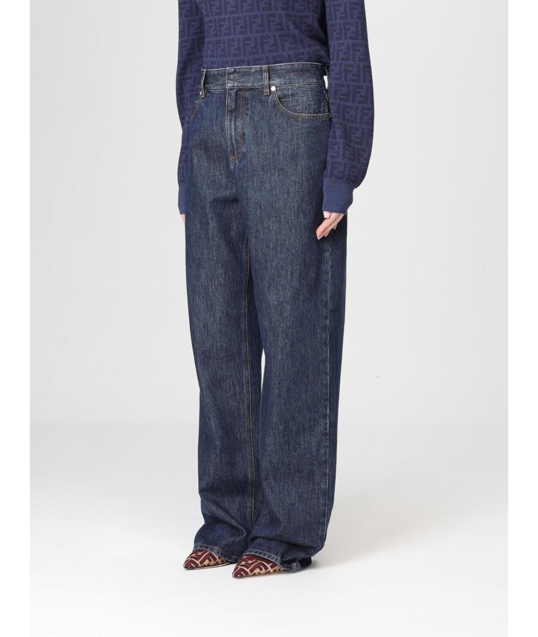 FENDI Синие хлопковые прямые джинсы, фото 4