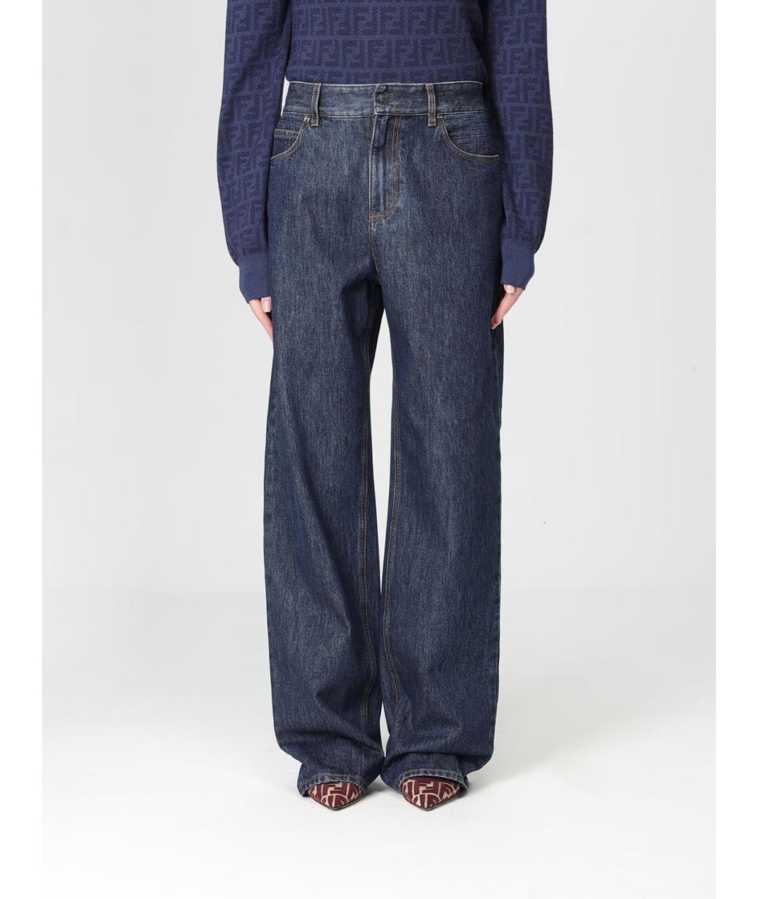 FENDI Синие хлопковые прямые джинсы, фото 6