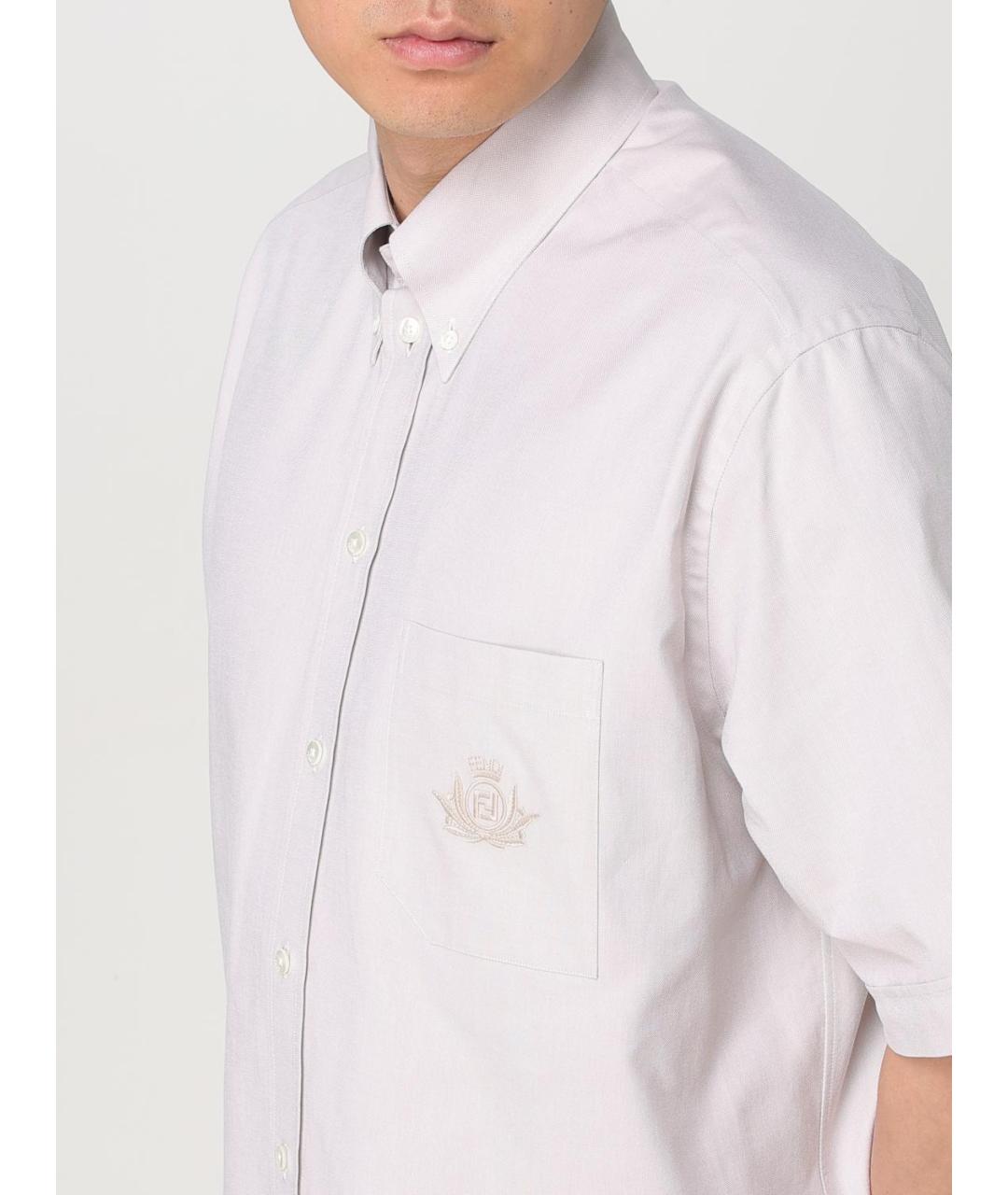 FENDI Бежевая хлопковая кэжуал рубашка, фото 5